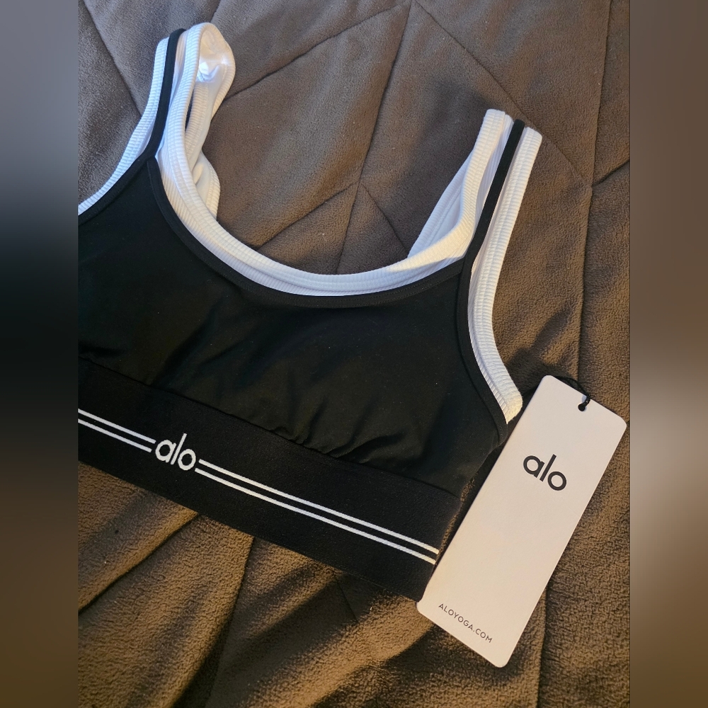 Alo FIRE! NWT! Airbrush Better Together Bra in Black/White. Sz XXS. R2S!! - Picture 8 of 13